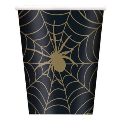 Paper cups "Spider on a web" black 270ml, 8 pcs