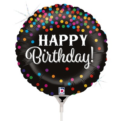 MINI Circle Glittering Birthday Confetti 9"/22cm foil balloon