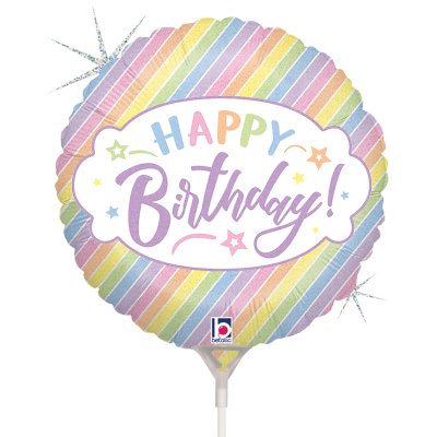 MINI Circle Pastel Birthday 9"/22cm foil balloon
