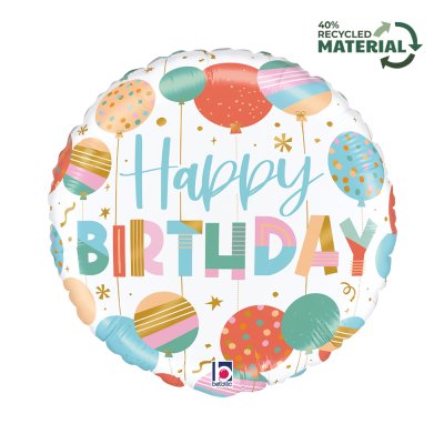 Circle HB with pastel balloons 18"/46cm foil balloon - 26708p-r18-birthday-balloons-celebration-rm-b.jpg