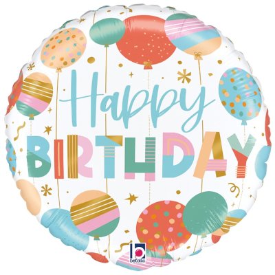 Circle HB with pastel balloons 18"/46cm foil balloon