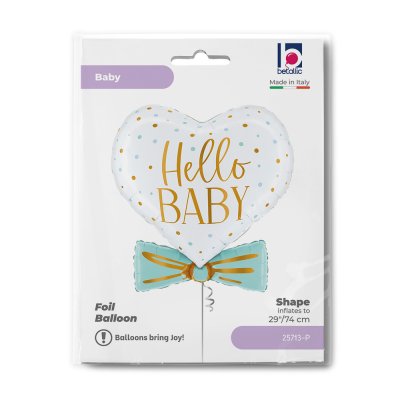 Heart with Blue Bowtie "Hello Baby" 29"/74cm Foil Balloon - 25713-p-b.jpg