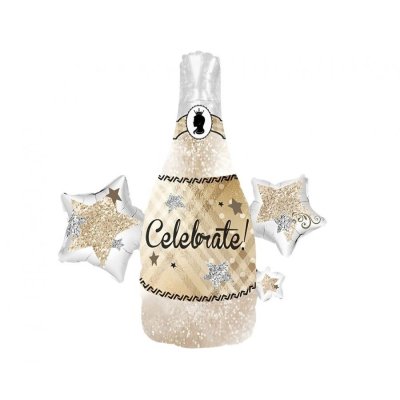 Champagne Bottle "Celebrate", 63x73cm foil balloon