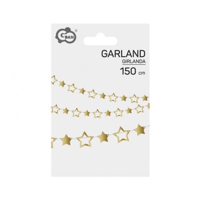Garland paper "stars" gold, 150cm - 105681.jpg