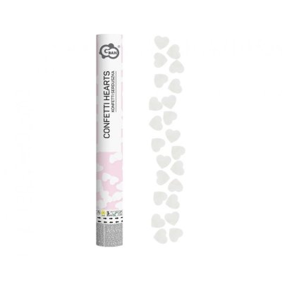 Confetti canon - heart white, 40cm