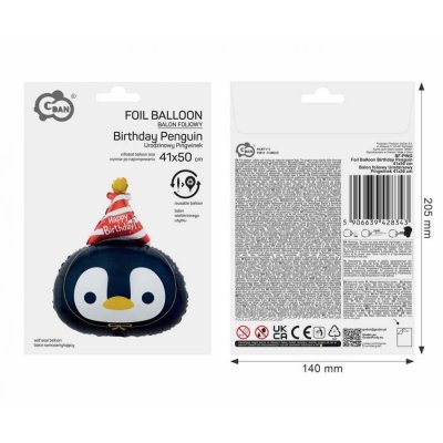 Birthday penguin head 41x50cm - foil balloon - 105919.jpg