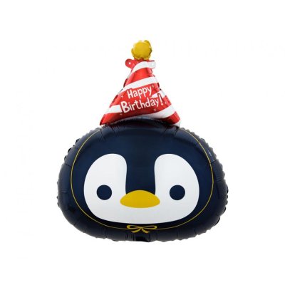 Birthday penguin head 41x50cm - foil balloon