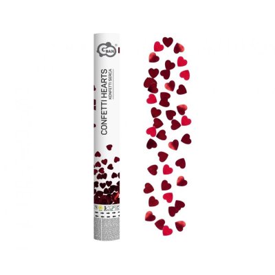 Confetti canon - heart red metallic, 40cm