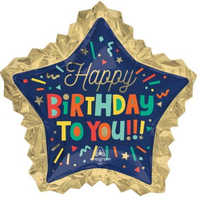 Star - HB to you!! blue-gold 86x81cm foil balloon