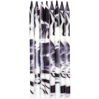 Cake candles - black marble 10cm, 24 pcs