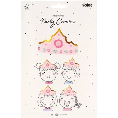 Pink paper crowns, 6 pcs - 8714572274975_5.jpg