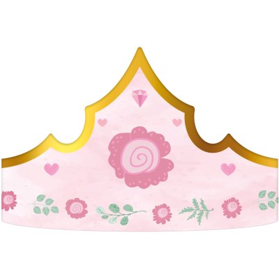 Pink paper crowns, 6 pcs