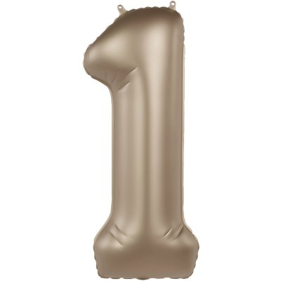 Number "1" satin gold 86cm foil balloon