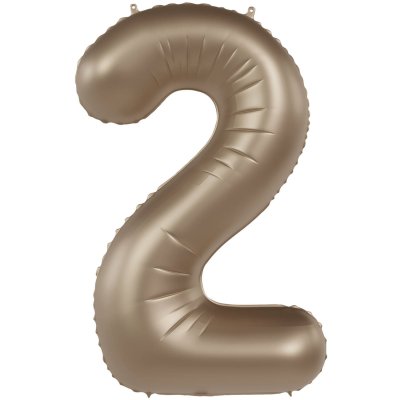 Number "2" satin gold 86cm foil balloon
