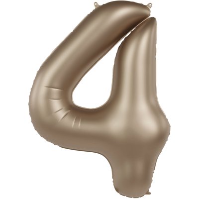 Number "4" satin gold 86cm foil balloon