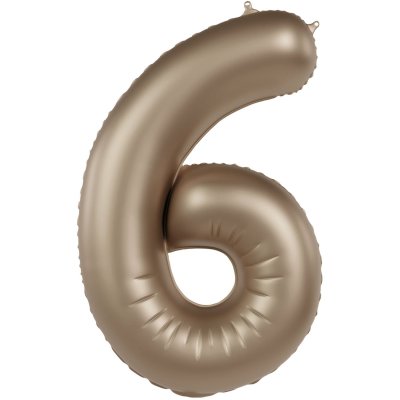 Number "6" satin gold 86cm foil balloon