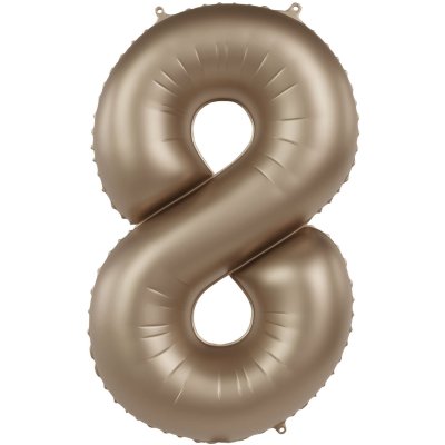 Number "8" satin gold 86cm foil balloon