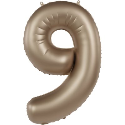 Number "9" satin gold 86cm foil balloon