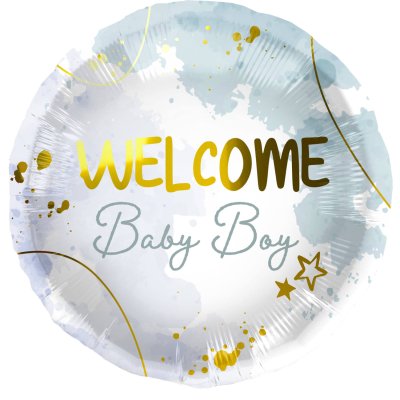Circle "Welcome Baby Boy" 45cm foil balloon