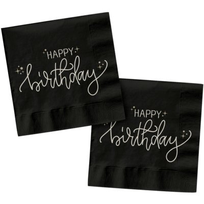 Paper napkins FSC "Happy Birthday" black 33x33cm, 20 pcs
