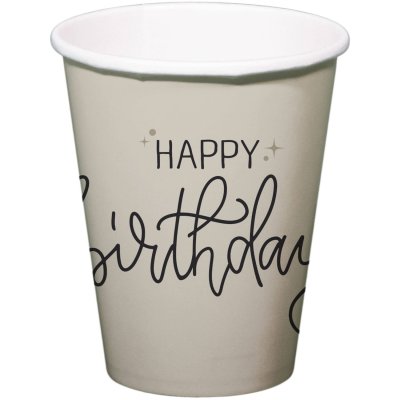 Paper cups FSC "Happy Birthday" cream 250ml, 8 pcs