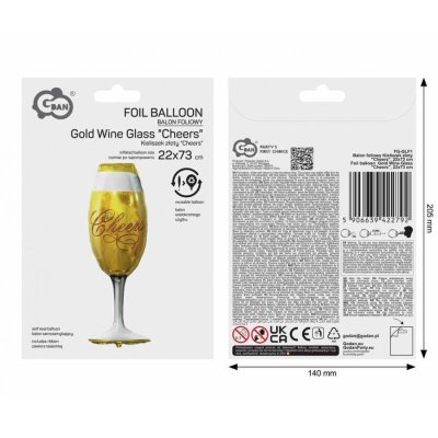 Gold champagne glass 22x73cm foil balloon - 105157.jpg