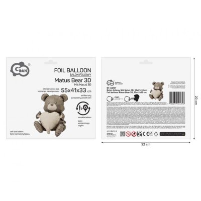 Teddy bear with heart 3D 55x41x33cm foil balloon - 98814.jpg
