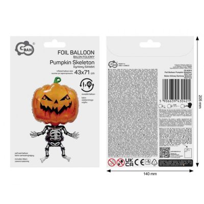 Pumpkin Skeleton 43x71cm foil balloon - 105604.jpg