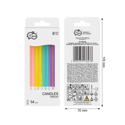 Candles, macaron mix, 14cm, 8 pcs - 107015.jpg