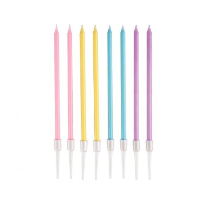 Candles, macaron mix, 14cm, 8 pcs