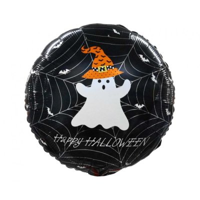 Circle with Ghost "Happy Halloween" 36cm/18" Foil Balloon