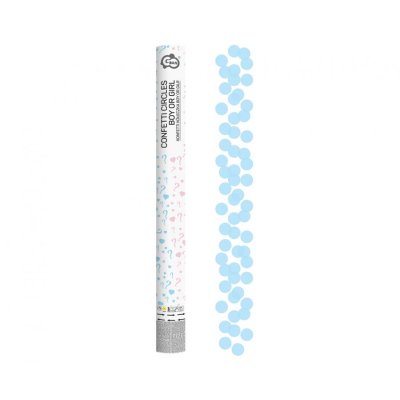 Confetti cannon BOY or GIRL - blue round, 60cm