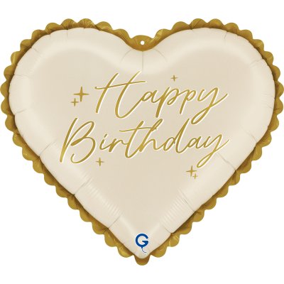 Heart With Lace Cream HB 18"/46cm Foil Balloon