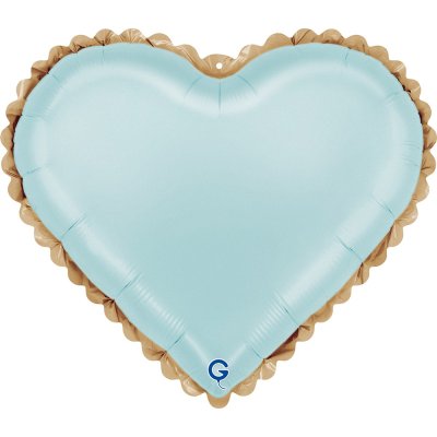 Heart Lace Pastel Blue 18"/46cm foil balloon