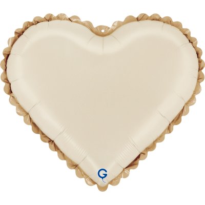 Heart with Lace Pastel Cream Satin 18"/46cm Foil Balloon