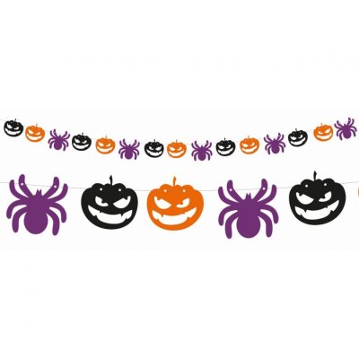 Paper garland "Pumpkins and spiders", 250cm