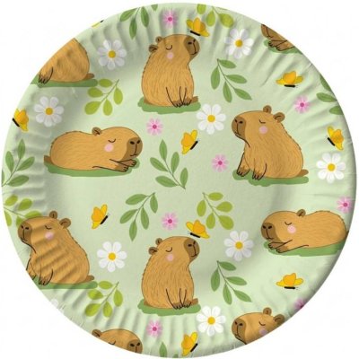 Paper plates "Capybara in the meadow" 18cm, 6 pcs