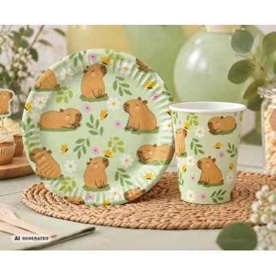 Paper cups "Capybara in the meadow" 250ml, 6 pcs - 108093.jpg