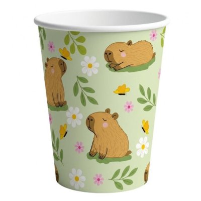 Paper cups "Capybara in the meadow" 250ml, 6 pcs