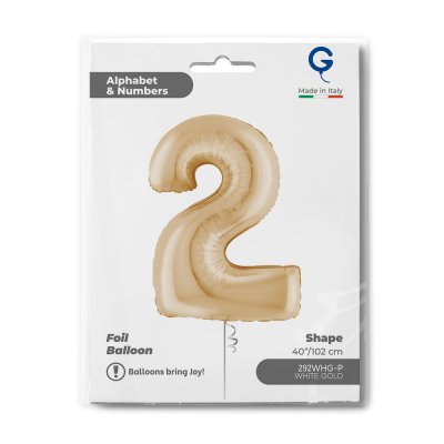 Number "2" white gold (102cm/40") foil balloon - 292whg-p-b.jpg