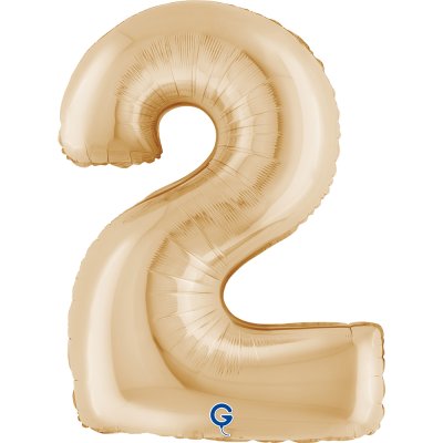 Number "2" white gold (102cm/40") foil balloon