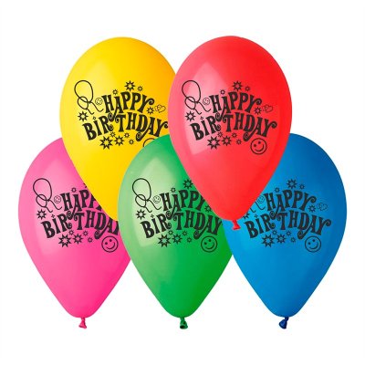 Balloons GS90 "BDAY" - 10 pcs - happybdayj_nahled.jpg