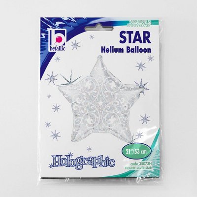 Filigree Silver Star (54cm,21") foil balloon - 350732.jpg