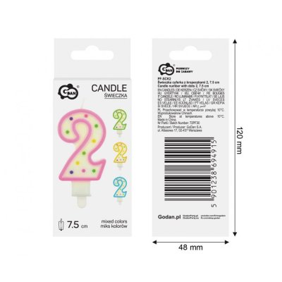 Candle number with dots 2, 7.5 cm - 95152.jpg