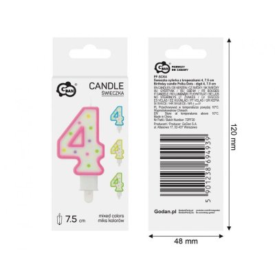 Candle number with dots 4, 7.5 cm - 95154.jpg