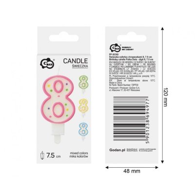 Candle number with dots 8, 7.5 cm - 95158.jpg