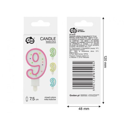 Candle number with dots 9, 7.5 cm - 95159.jpg