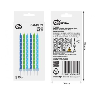 Birthday Candles Polka Dots, blue/green, 24 Pcs - 95164.jpg