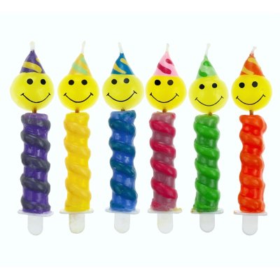 Candle "Smilies with hats", 6 pcs