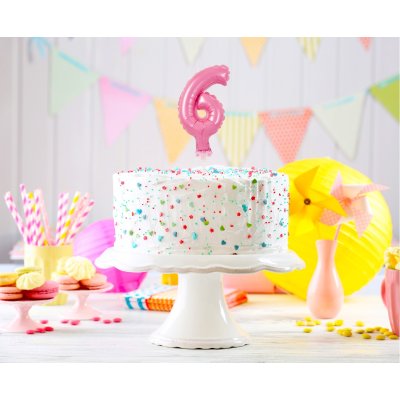 Cake foil balloon 5" number 6, pink - pink 6 a.jpg